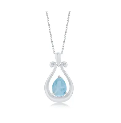 Sterling Silver Open Pearshaped with Larimar Necklace