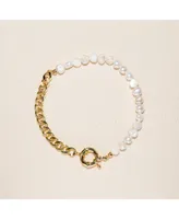 Joey Baby 18K Gold Plated Freshwater Pearl with Cuban Chain