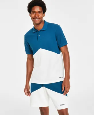 A|X Armani Exchange Men's Short Sleeve Two-Tone Polo Shirt