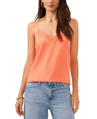 1.state Women's Sleeveless Pin Tucked V-neck Camisole Top