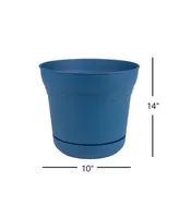 Bloem SP1433 Saturn Collection Planter with Saucer, Classic Blue - 14 inches