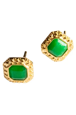 seree Park — Green jade square stud earrings