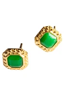 seree Park — Green jade square stud earrings