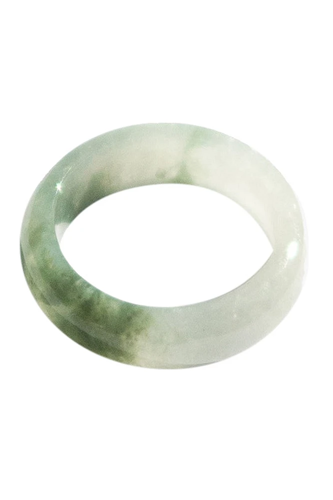 Koi — Mottled green jade ring