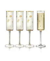 Plum Blossom Champagne Flute 8 oz Glasses, Set of 4