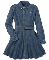 Polo Ralph Lauren Big Girls Belted Denim Cotton Shirtdress