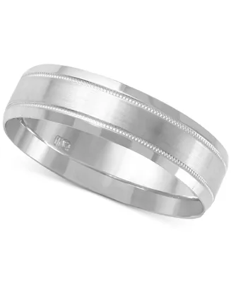 Men's Textured & Smooth Finish Band in 14k White Gold