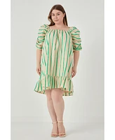 English Factory Plus Stripe Babydoll Dress