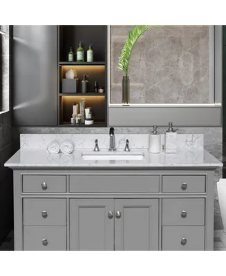 Streamdale Furniture 49 X 22 Bathroom Stone Vanity Top Carrara Jade Engineered Marble With Undermount Ceramic