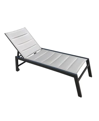 Simplie Fun Deluxe Outdoor Chaise Lounge Chair, Five-Position Adjustable Aluminum Recliner