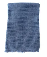 Stonewashed Deep Blue Turkish Cotton Waffle Throw Blanket 50x70