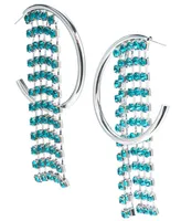 I.n.c. International Concepts Silver-Tone Color Crystal Fringe C-Hoop Earrings, Created for Macy's