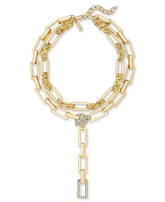 I.n.c. International Concepts Pave Link Layered Lariat Necklace, 18" + 3" extender, Created for Macy's