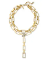 I.n.c. International Concepts Pave Link Layered Lariat Necklace, 18" + 3" extender, Created for Macy's