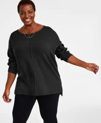 Style & Co Plus Front-Seam Tunic Sweater, Created for Macy's