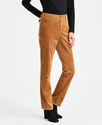 Style & Co Women's High-Rise Straight-Leg Corduroy Pants, Created for Macy's