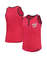 Big Girls New Era Red Washington Nationals Henley Tank Top