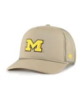 Men's '47 Brand Khaki Michigan Wolverines Foam Front Mesh Trucker Snapback Hat