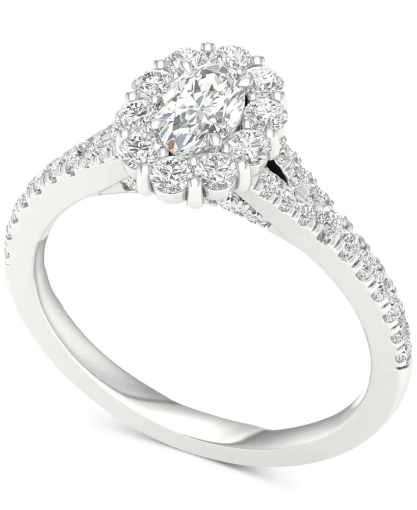 Diamond Oval Halo Engagement Ring (1 ct. t.w.) in 14k White Gold