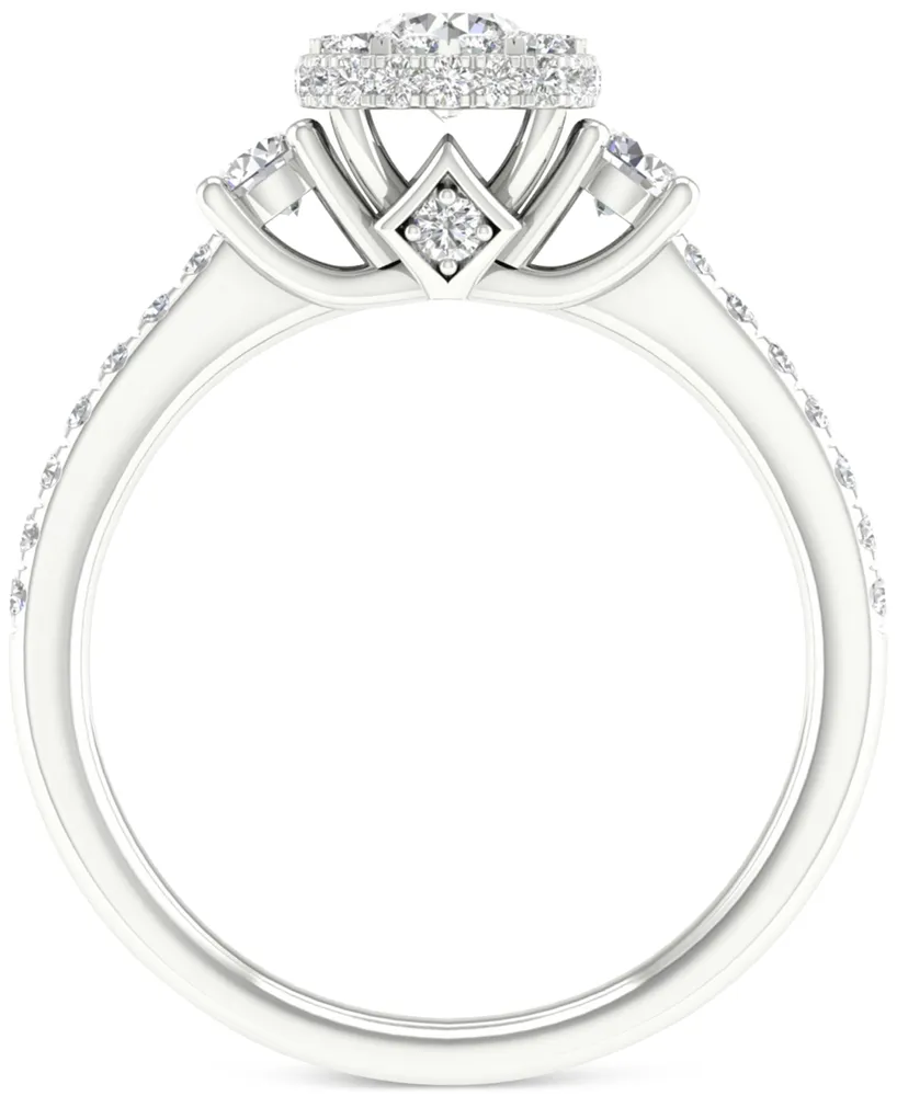 Diamond Halo Engagement Ring (1 ct. t.w.) in 14k White Gold