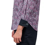 Men's Regular Fit Non-Iron Paisley-Print Performance Stretch Dress Shirt