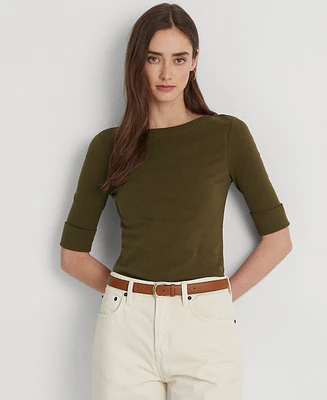 Lauren Ralph Women's Stretch Cotton Boatneck Top