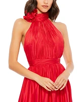 Women's Soft Tie Halter Neck High Slit Gown