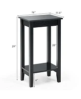 Costway 2-Tier Nightstand End Side Table Coffee Wooden Legs Bedroom