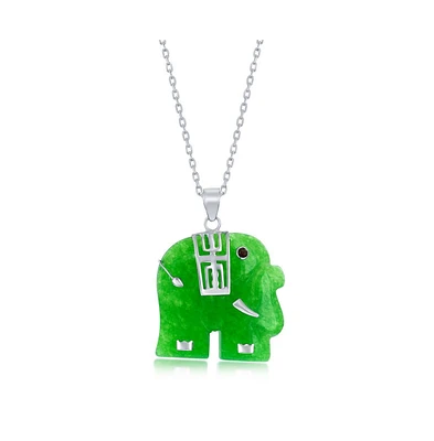 Sterling Silver Elephant-Shaped Jade Necklace