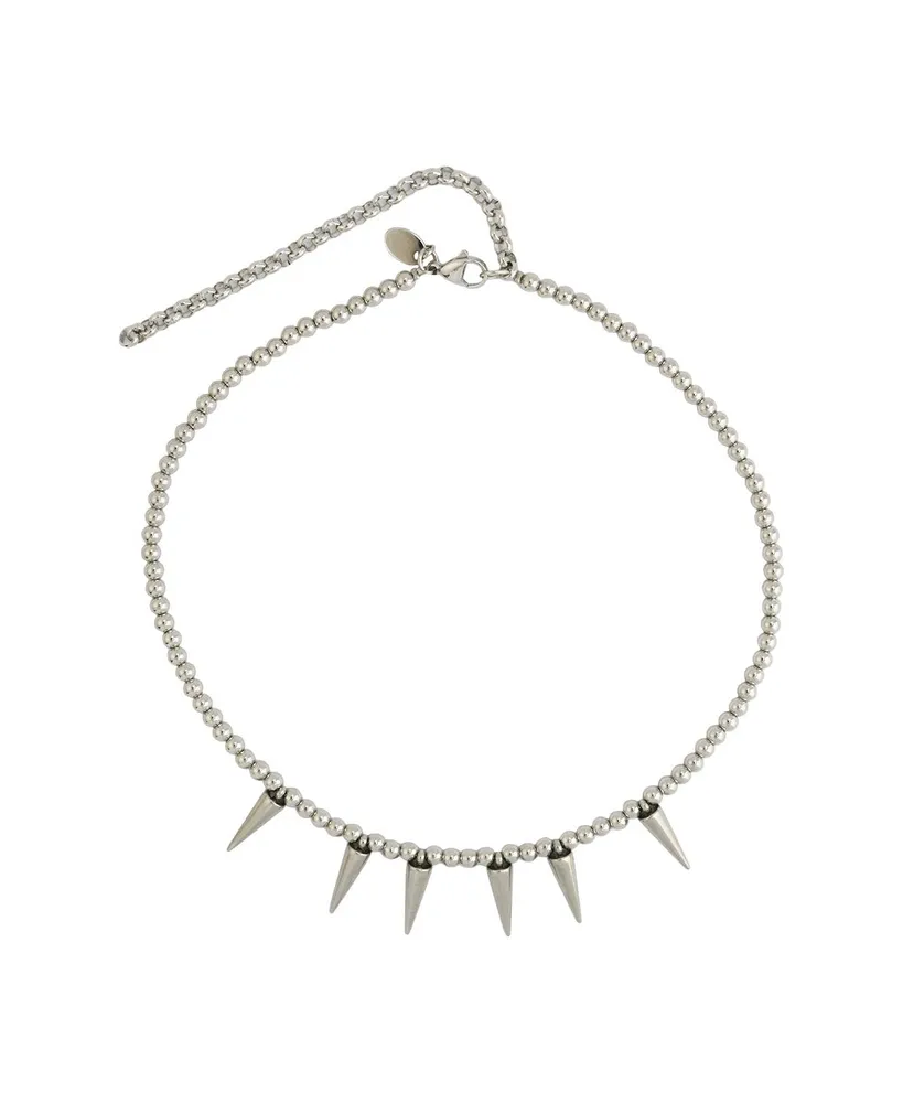 Beaded Spike Necklace / Stainless Steel Beads