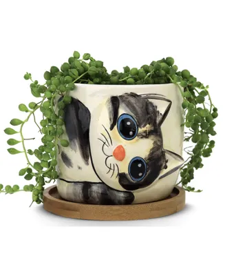 Window Garden Cat Planter - Large Kitty Pot for Indoor House Plants, Succulents, Flowers and Herbs