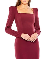 Women's Ieena Solid Square Puff Long Sleeve Fitted Midi Dress