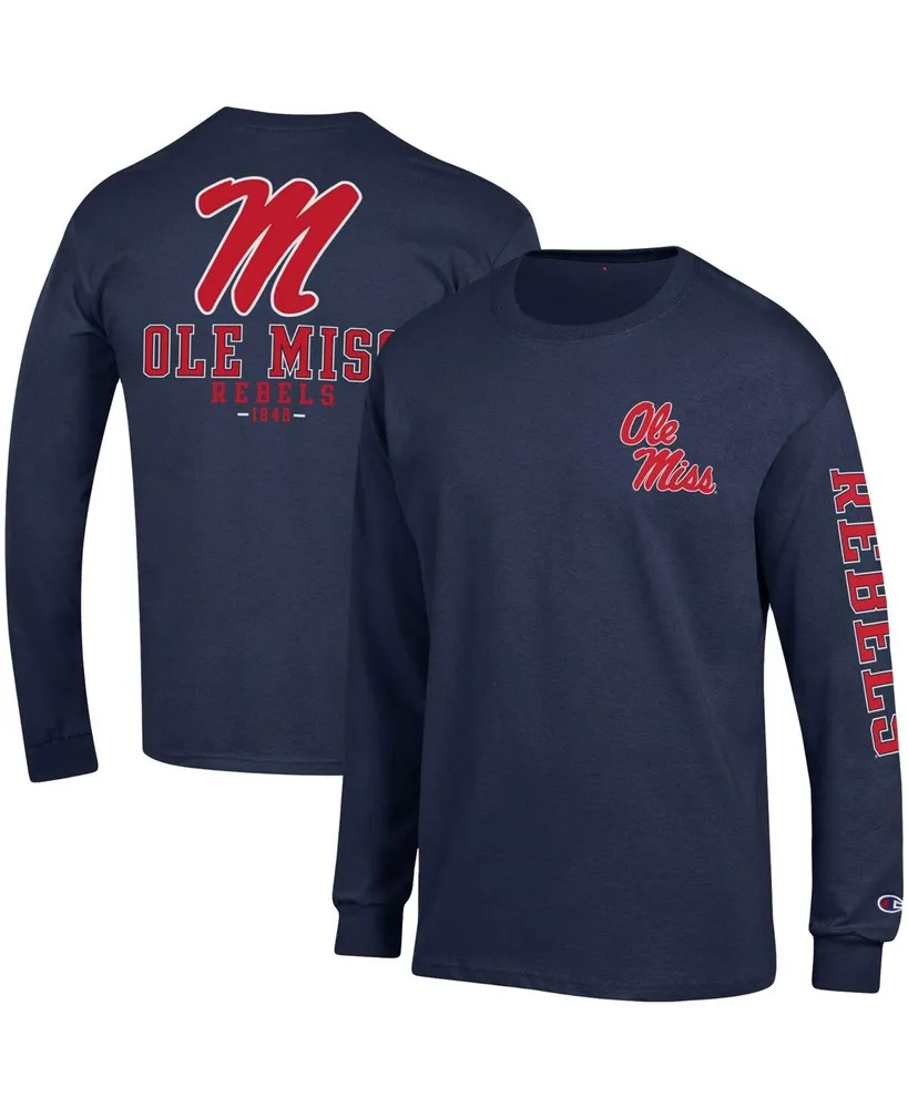 Men's Champion Navy Ole Miss Rebels Team Stack Long Sleeve T-shirt