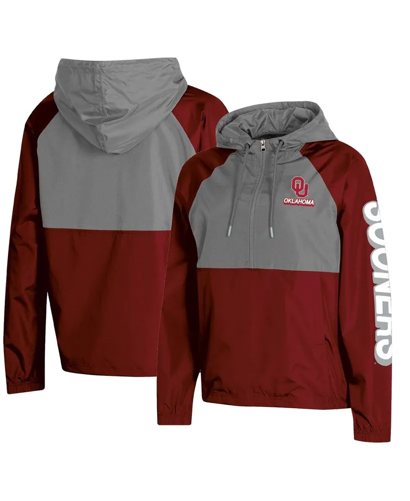 Women's Champion Crimson Oklahoma Sooners Colorblocked Packable Raglan Half-Zip Hoodie Jacket