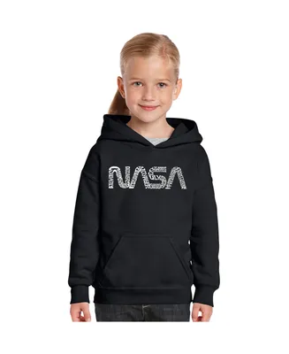 Big Girl's Word Art Hooded Sweatshirt - Worm Nasa