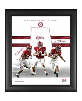 DeVonta Smith Mac Jones & Jaylen Waddle Alabama Crimson Tide Facsimile Signatures Framed 15'' x 17'' 2021 Franchise Foundations Collage