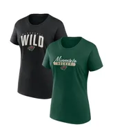 Women's Fanatics Green, Black Minnesota Wild Two-Pack Fan T-shirt Set