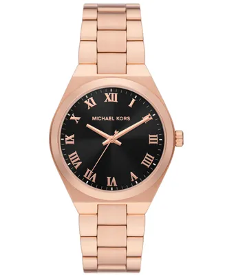 Michael Kors Women's Lennox Quartz Three-Hand Rose Gold-Tone Stainless Steel Watch 37mm