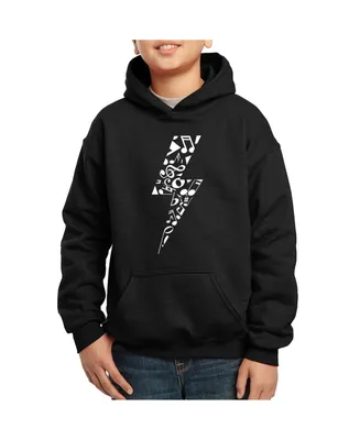 Big Boy's Word Art Hooded Sweatshirt - Lightning Bolt