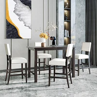 5-Piece Counter Height Dining Set, Classic Elegant Table And 4 Chairs In Espresso