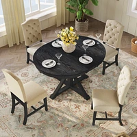 Retro-Style Dining Set with Extendable Table & 4 Chairs