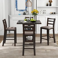 Streamdale Furniture 5-Piece Wooden Counter Height Dining Set With Padded Chairs And Storage Shelving