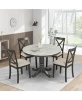 Simplie Fun 5 Pieces Dining Table And Chairs Set For 4 Persons, Kitchen Room Solid Wood Table With 4 Chair