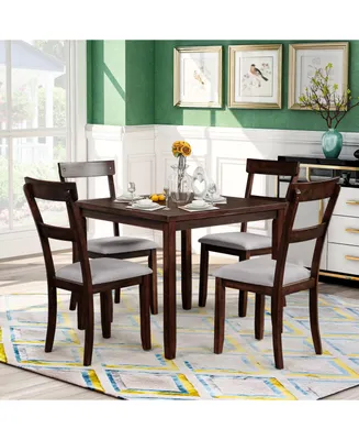 Simplie Fun 5 Piece Dining Table Set Industrial Wooden Kitchen Table And 4 Chairs For Dining Room