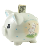 Precious Moments Jesus Loves Me Blue Ceramic Bank