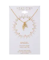 Unwritten Cubic Zirconia 14K Gold Flash Plated Wing Pendant Necklace