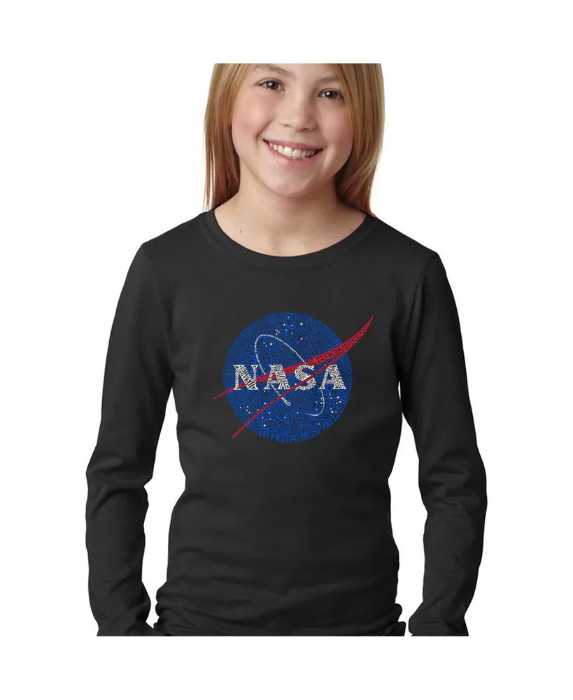 Big Girl's Word Art Long Sleeve T-Shirt - Nasa's Most Notable Missions