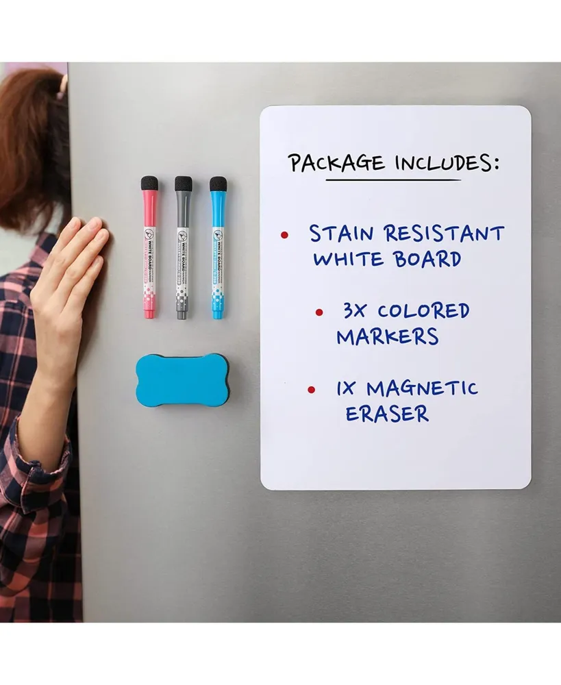 Zulay Kitchen Mini Magnetic Whiteboard Sheet with 3 Colored Markers and Eraser