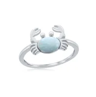 Sterling Silver Larimar Crab Ring