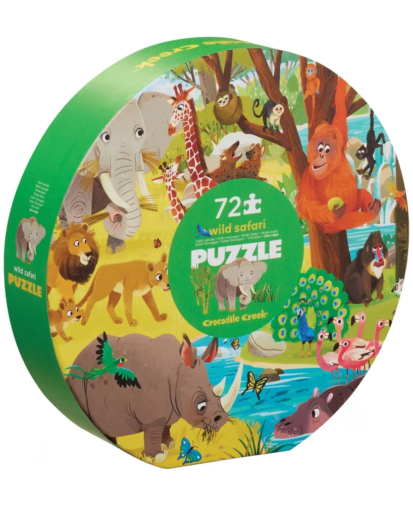 Crocodile Creek Wild Safari Round Box Puzzle, 72 Pieces